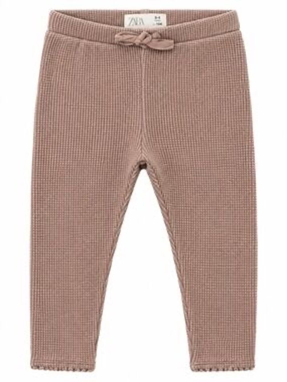 Zara Girls Light Brown Waffle Knit Pants 12-18M